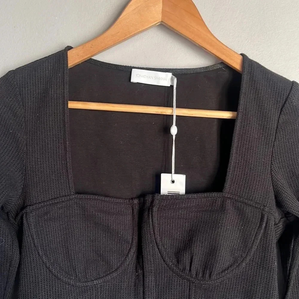 NEW JONATHAN SIMKHAI STANDARD Rib Knit Bustier Top - Picture 6 of 14